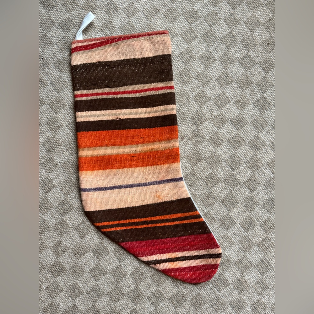 Striped Vintage Turkish Kilim Rug Christmas Stocking